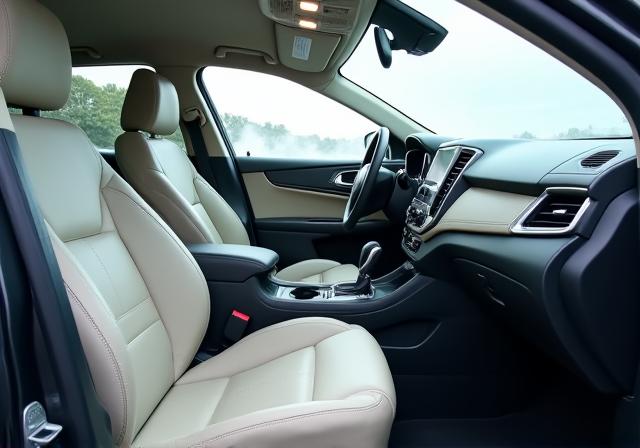 스팀 청소 후 깨끗해진 차량 내부